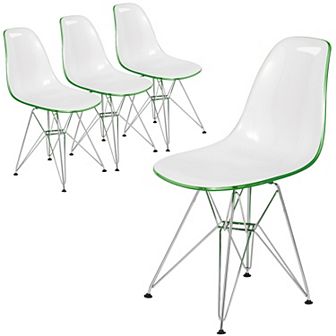 LeisureMod Cresco Modern Acrylic Dining Chair Eiffel Chrome Base Accent Chair, Set of 4