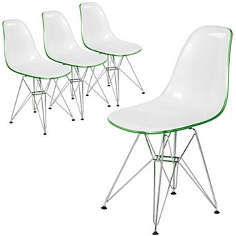 LeisureMod Cresco Modern Acrylic Dining Chair Eiffel Chrome Base Accent Chair, Set of 4