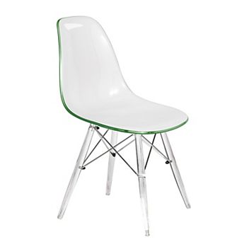 LeisureMod Cresco Mid-Century Modern Acrylic Dining Chair with Acrylic Dowel Eiffel Legs