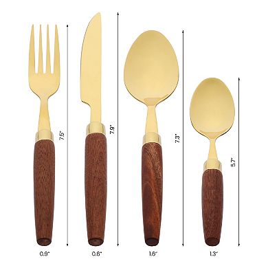 4Pcs Flatware Set Stainless Steel Silverware with Knife Mirror Polished Cutlery Serving Utensils Set