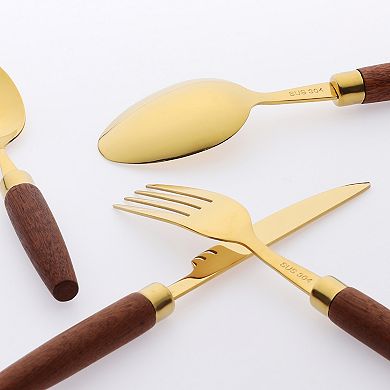 4Pcs Flatware Set Stainless Steel Silverware with Knife Mirror Polished Cutlery Serving Utensils Set