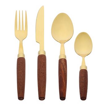 4 pc Flatware Set Stainless Steel Silverware with Knife Mirror Polished Cutlery Serving Utensils Set