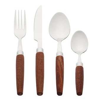 4 pc Flatware Set Stainless Steel Silverware with Knife Mirror Polished Cutlery Serving Utensils Set