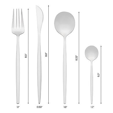 24 Piece Silverware Set, Stainless Steel Flatware, Mirror Polished Cutlery Set, Serving Utensils Set