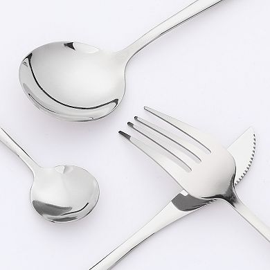 24 Piece Silverware Set, Stainless Steel Flatware, Mirror Polished Cutlery Set, Serving Utensils Set