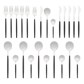 24 pc Silverware Set, Stainless Steel Serving Utensils Set for Kitchen, Mirror Polished Cutlery Set