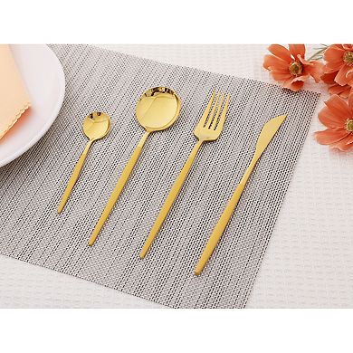 4 Piece Silverware Set, Stainless Steel Flatware, Mirror Polished Cutlery Set, Serving Utensils Set