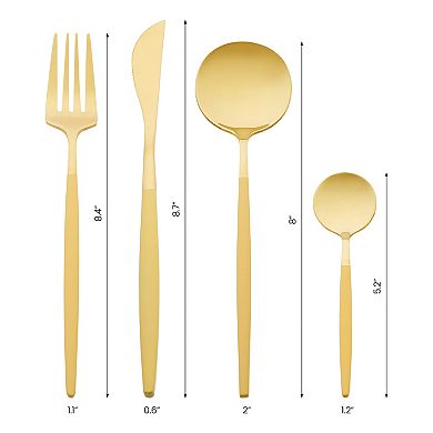 4 Piece Silverware Set, Stainless Steel Flatware, Mirror Polished Cutlery Set, Serving Utensils Set