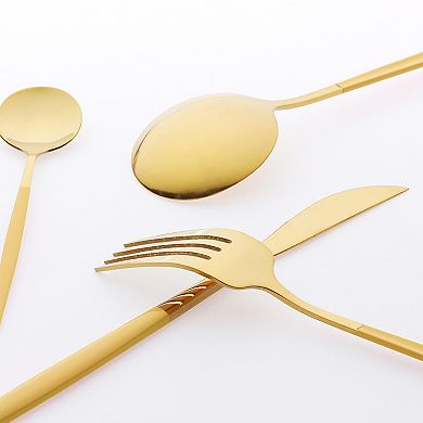 4 Piece Silverware Set, Stainless Steel Flatware, Mirror Polished Cutlery Set, Serving Utensils Set