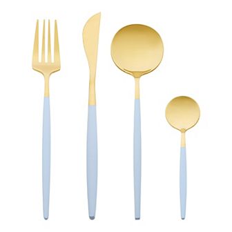 4 pc Silverware Set, Stainless Steel Flatware, Mirror Polished Cutlery Set, Serving Utensils Set