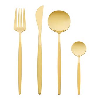 4 pc Silverware Set, Stainless Steel Flatware, Mirror Polished Cutlery Set, Serving Utensils Set