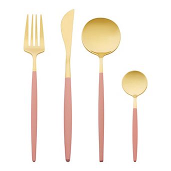 4 pc Silverware Set, Stainless Steel Flatware, Mirror Polished Cutlery Set, Serving Utensils Set