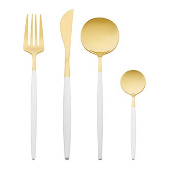 4 pc Silverware Set, Stainless Steel Flatware, Mirror Polished Cutlery Set, Serving Utensils Set