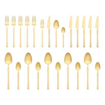 24 pc Silverware Set, Stainless Steel Serving Utensils Set, Mirror Polished Cutlery Set for Kitchen