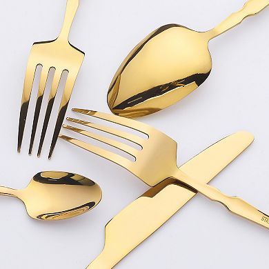 24Pcs Silverware Set, Stainless Steel Serving Utensils Set, Mirror Polished Cutlery Set for Kitchen