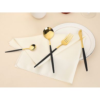 4 Piece Flatware Set, Stainless Steel Silverware with Spoons and Forks, Kitchen Serving Utensils Set