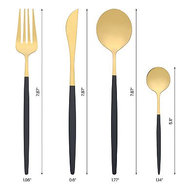 4 Piece Flatware Set, Stainless Steel Silverware with Spoons and Forks, Kitchen Serving Utensils Set