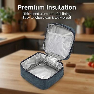 Lunch Bag, Reusable Insulated Lunch Tote Bag, Leakproof Square Lunch Box 7.09"x7.09"x5.12"