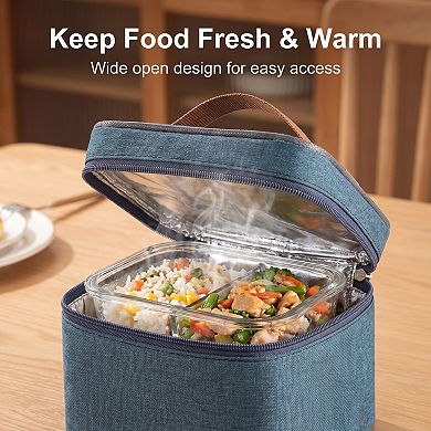 Lunch Bag, Reusable Insulated Lunch Tote Bag, Leakproof Square Lunch Box 7.09"x7.09"x5.12"