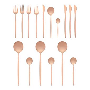 16 pc Silverware Set, Stainless Steel Flatware, Mirror Polished Serving Utensils Set for Dining