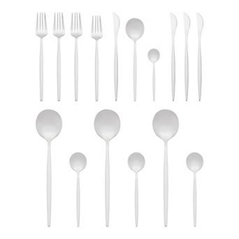 16 pc Silverware Set, Stainless Steel Flatware, Mirror Polished Serving Utensils Set for Dining