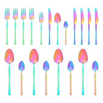 20 pc Silverware Set, Stainless Steel Flatware, Cutlery Set, Serving Utensils Set Kitchen Tableware