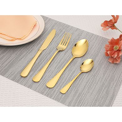 24 Piece Silverware Set, Stainless Steel Flatware with Spoons and Forks Set, Serving Utensils Set