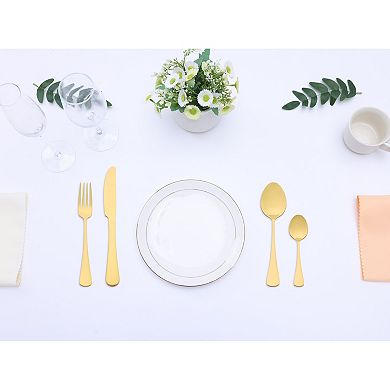 24 Piece Silverware Set, Stainless Steel Flatware with Spoons and Forks Set, Serving Utensils Set