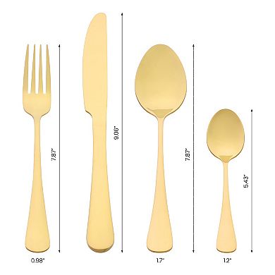 24 Piece Silverware Set, Stainless Steel Flatware with Spoons and Forks Set, Serving Utensils Set
