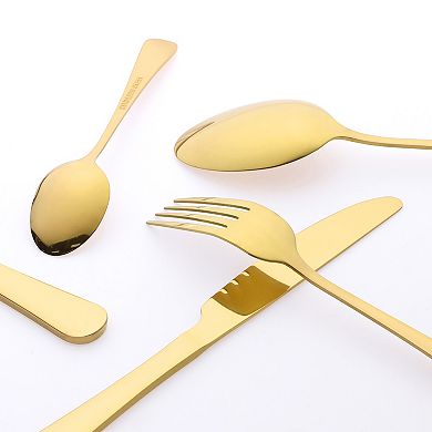 24 Piece Silverware Set, Stainless Steel Flatware with Spoons and Forks Set, Serving Utensils Set