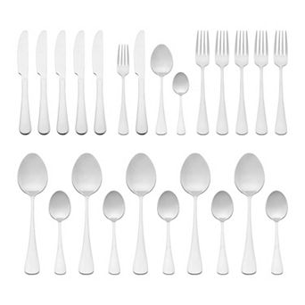 24 pc Silverware Set, Stainless Steel Flatware with Spoons and Forks Set, Serving Utensils Set