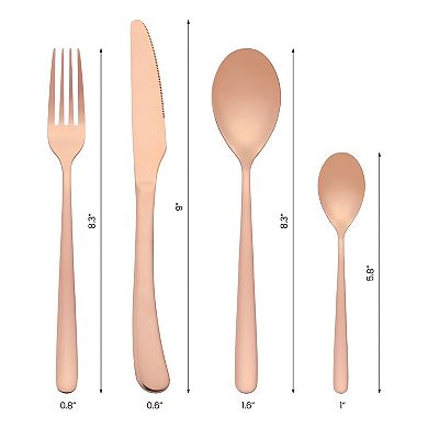 4 Piece Silverware Set with Serving Utensils, Stainless Steel Flatware, Mirror Polished Cutlery Set