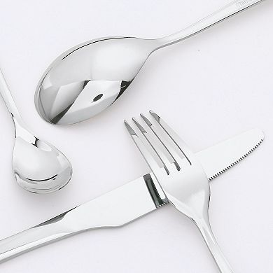 4 Piece Silverware Set with Serving Utensils, Stainless Steel Flatware, Mirror Polished Cutlery Set