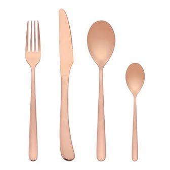 4 pc Silverware Set with Serving Utensils, Stainless Steel Flatware, Mirror Polished Cutlery Set