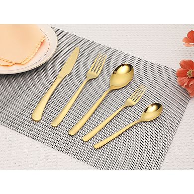 5 Piece Silverware Set, Stainless Steel Flatware, Mirror Polished Cutlery Set, Serving Utensils Set