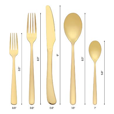 5 Piece Silverware Set, Stainless Steel Flatware, Mirror Polished Cutlery Set, Serving Utensils Set