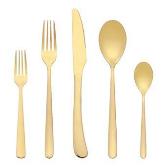 5 pc Silverware Set, Stainless Steel Flatware, Mirror Polished Cutlery Set, Serving Utensils Set