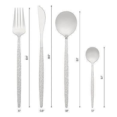 24 Pieces Silverware Set, Stainless Steel Flatware with Knife, Spoons and Fork, Serving Utensils Set