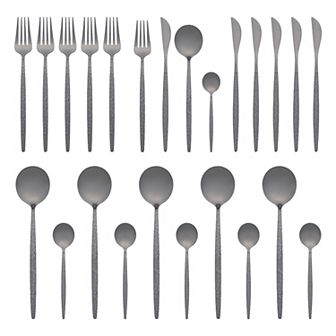 24 pc Silverware Set, Stainless Steel Flatware with Knife, Spoons and Fork, Serving Utensils Set