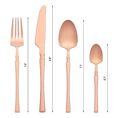 24Pcs Silverware Set, Stainless Steel Serving Utensils Set, Mirror Polished Cutlery Set for Kitchen