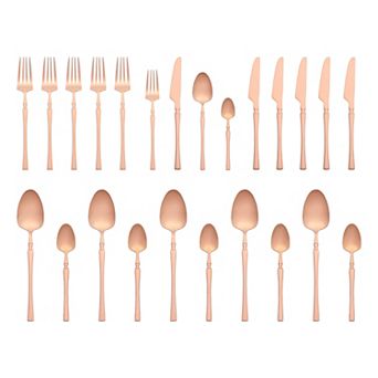 24 pc Silverware Set, Stainless Steel Serving Utensils Set, Mirror Polished Cutlery Set for Kitchen