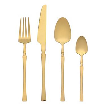 4 pc Stainless Steel Silverware Set with Spoons and Forks, Kitchen Cutlery Set, Serving Utensils Set