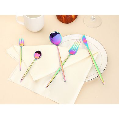 5Pcs Stainless Steel Flatware Set, Silverware Cutlery with Knife, Spoons and Forks, Kitchen Flatware