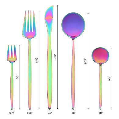 5Pcs Stainless Steel Flatware Set, Silverware Cutlery with Knife, Spoons and Forks, Kitchen Flatware