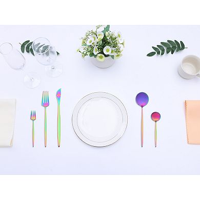 5Pcs Stainless Steel Flatware Set, Silverware Cutlery with Knife, Spoons and Forks, Kitchen Flatware