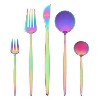 5 pc Stainless Steel Flatware Set, Silverware Cutlery with Knife, Spoons and Forks, Kitchen Flatware