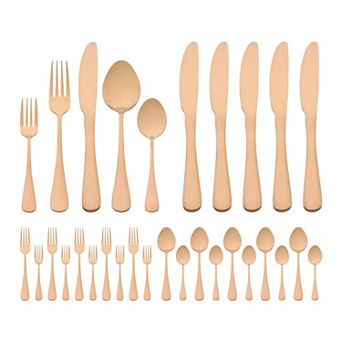 30 pc Stainless Steel Flatware Set Mirror Polished Cutlery with Spoons Forks Kitchen Tableware