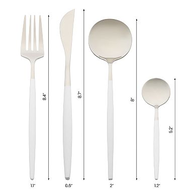 4 Pieces Silverware Set, Stainless Steel Flatware with Spoons and Forks Set, Serving Utensils Set