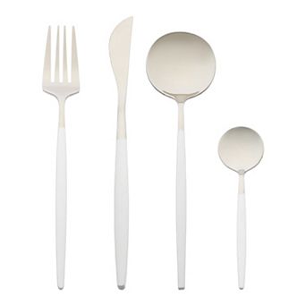 4 pc Silverware Set, Stainless Steel Flatware with Spoons and Forks Set, Serving Utensils Set