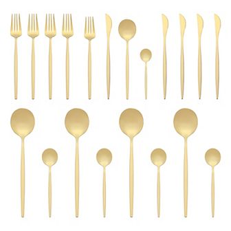 20 pc Silverware Set, Stainless Steel Flatware Set, Mirror Polished Cutlery Set Serving Utensils Set
